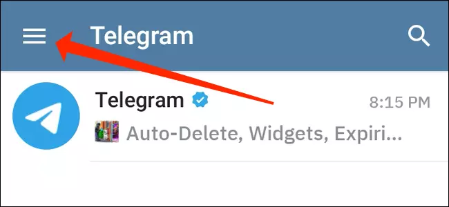 ابتدا روی نماد منوی سه خطی در گوشه بالا سمت چپ برنامه ضربه بزنید تا منوی گزینه های تلگرام باز شود.