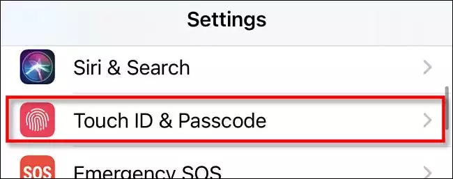 در تنظیمات، به قسمت "Face ID & Passcode" (برای دستگاه‌هایی با Face ID) یا "Touch ID & Passcode" (برای دستگاه‌های دارای کلید صفحه اصلی) مراجعه کنید.