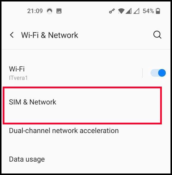 سپس گزینه "SIM & Network" را انتخاب کنید.